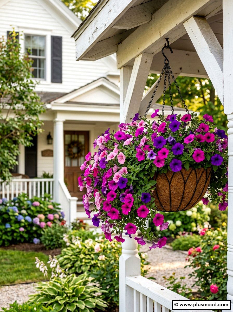 Hanging Petunia Basket - 25 summer porch planter ideas