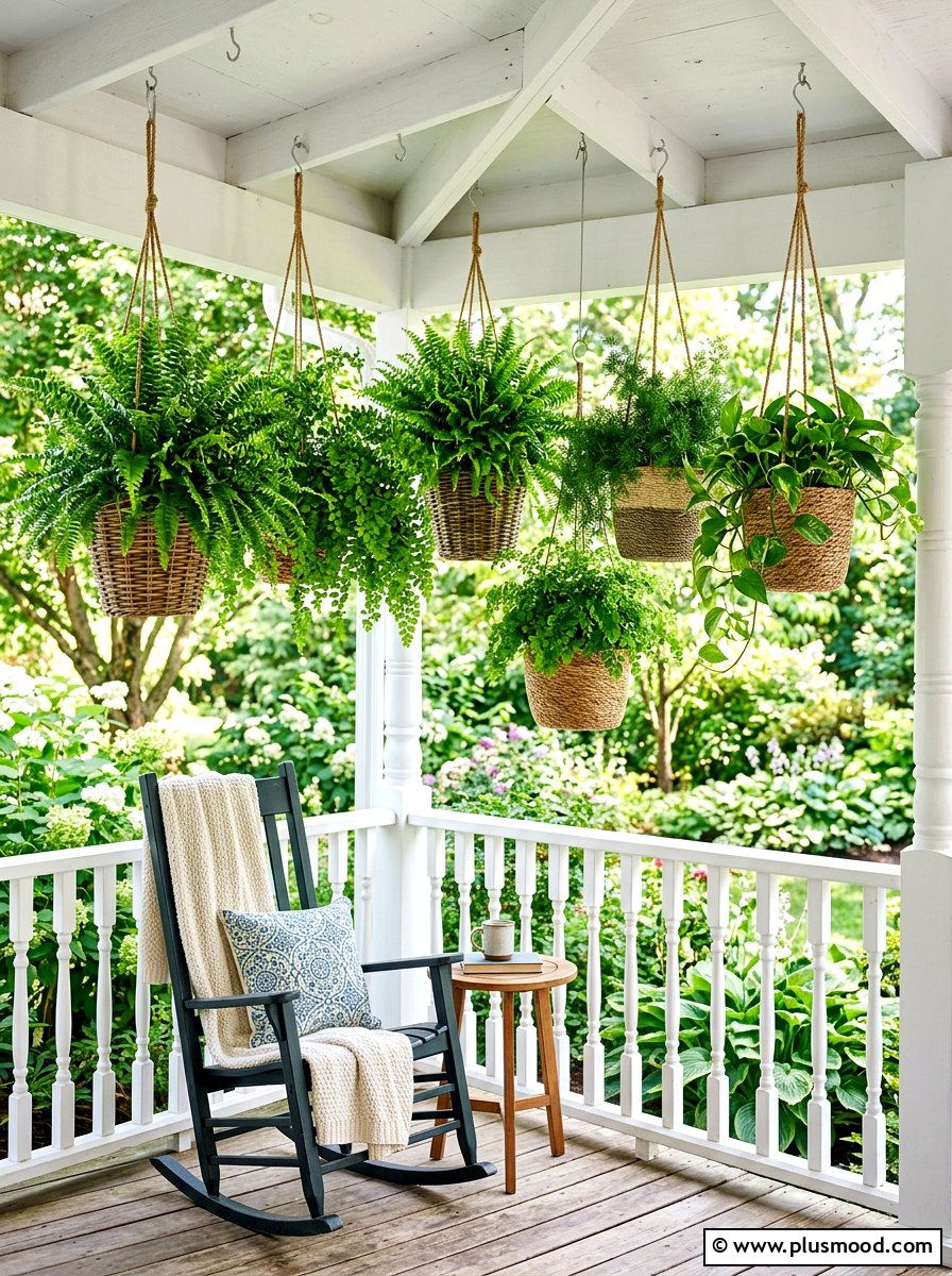 Hanging Plant Arrangement - 25 summer front porch ideas on a budget