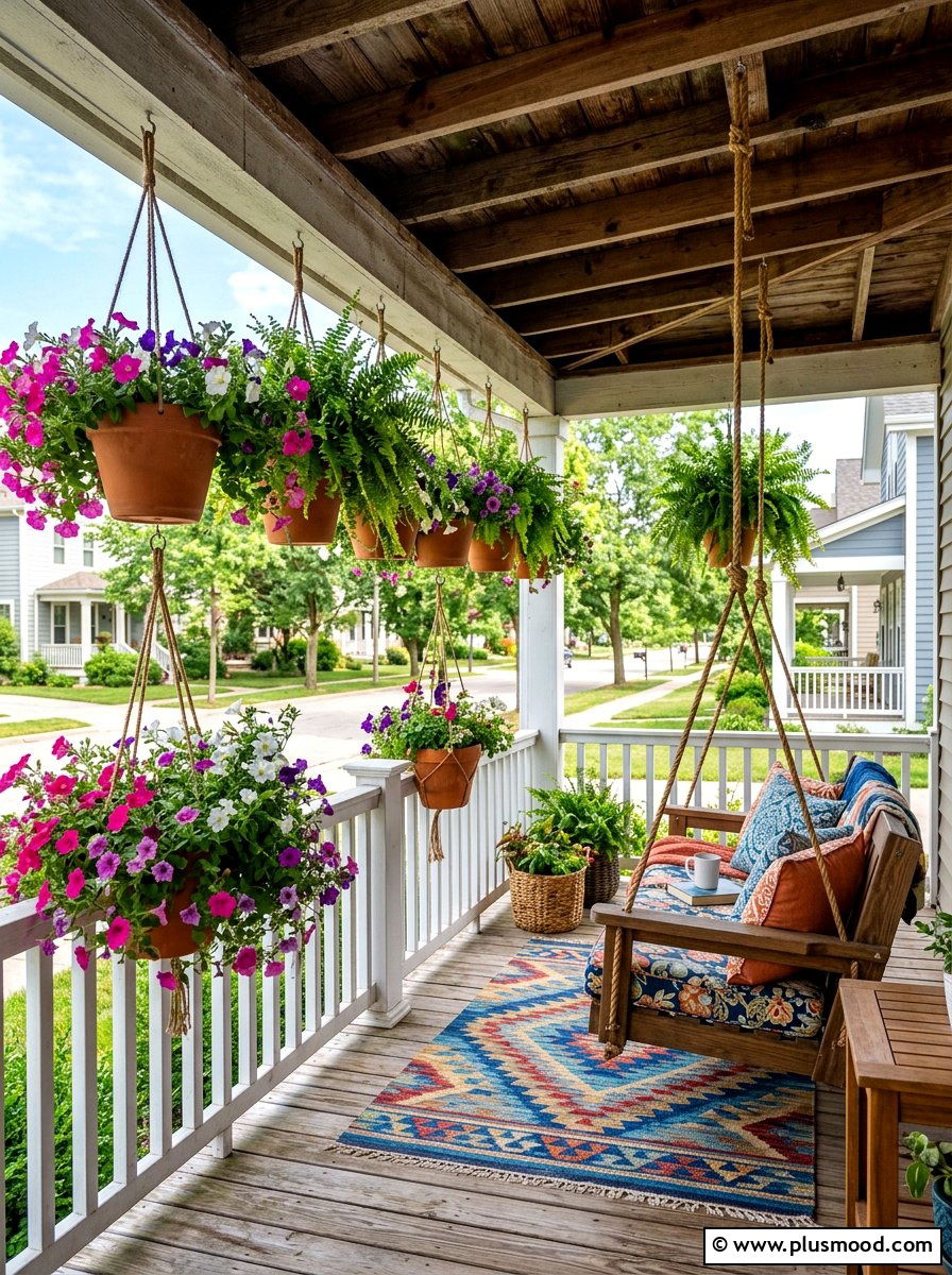 Hanging Plant Display - 25 summer backyard privacy ideas