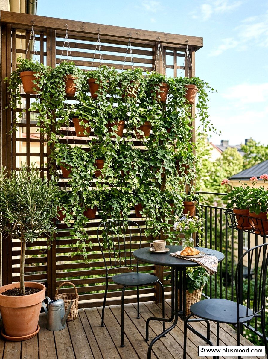 Hanging Planter Privacy Screen - 25 small backyard ideas for privacy