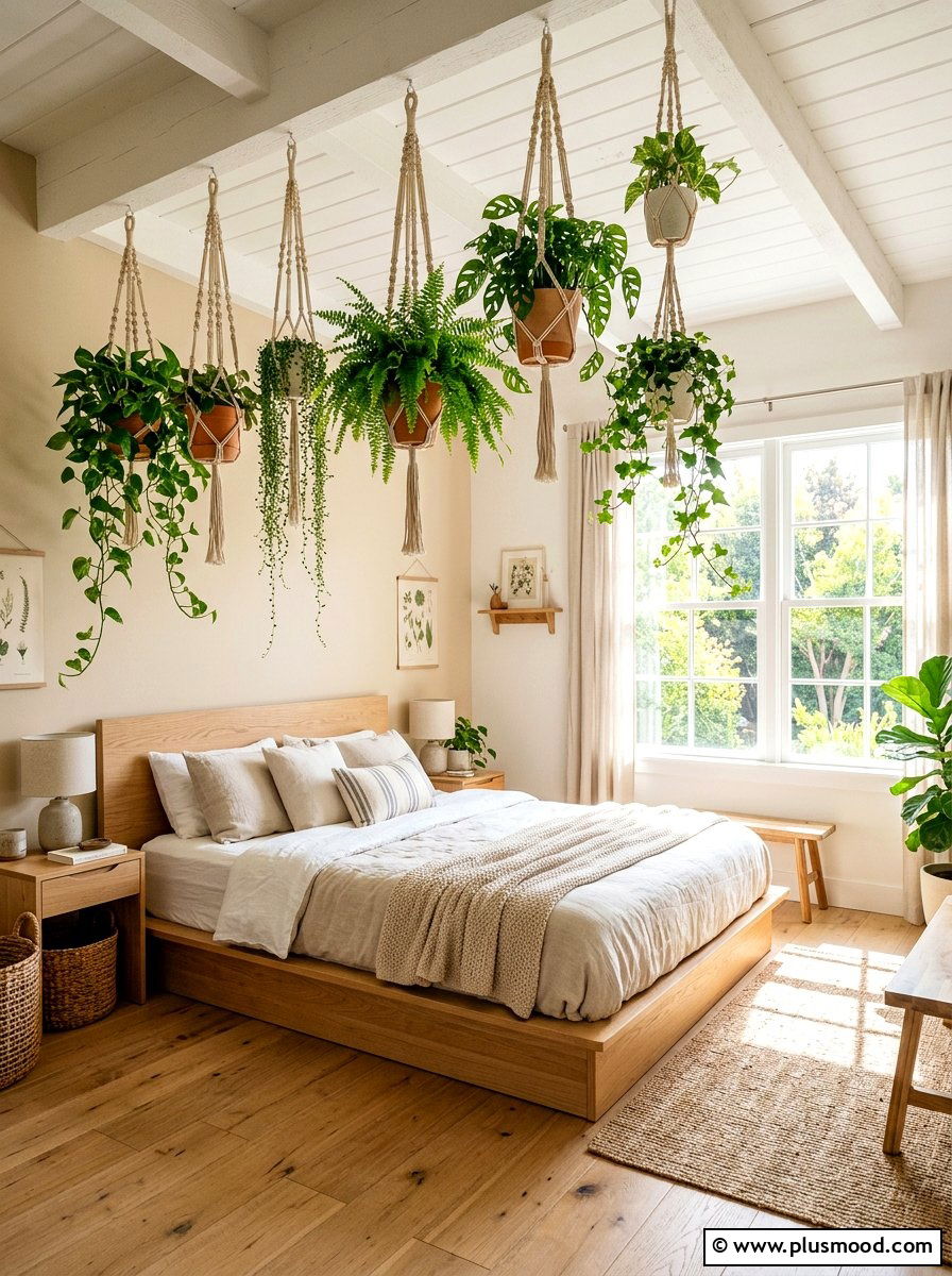 Hanging Plants Above Bed - 25 summer botanical bedroom ideas