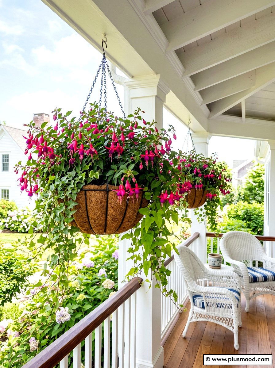 Hanging Porch Baskets - 25 summer front yard makeover ideas