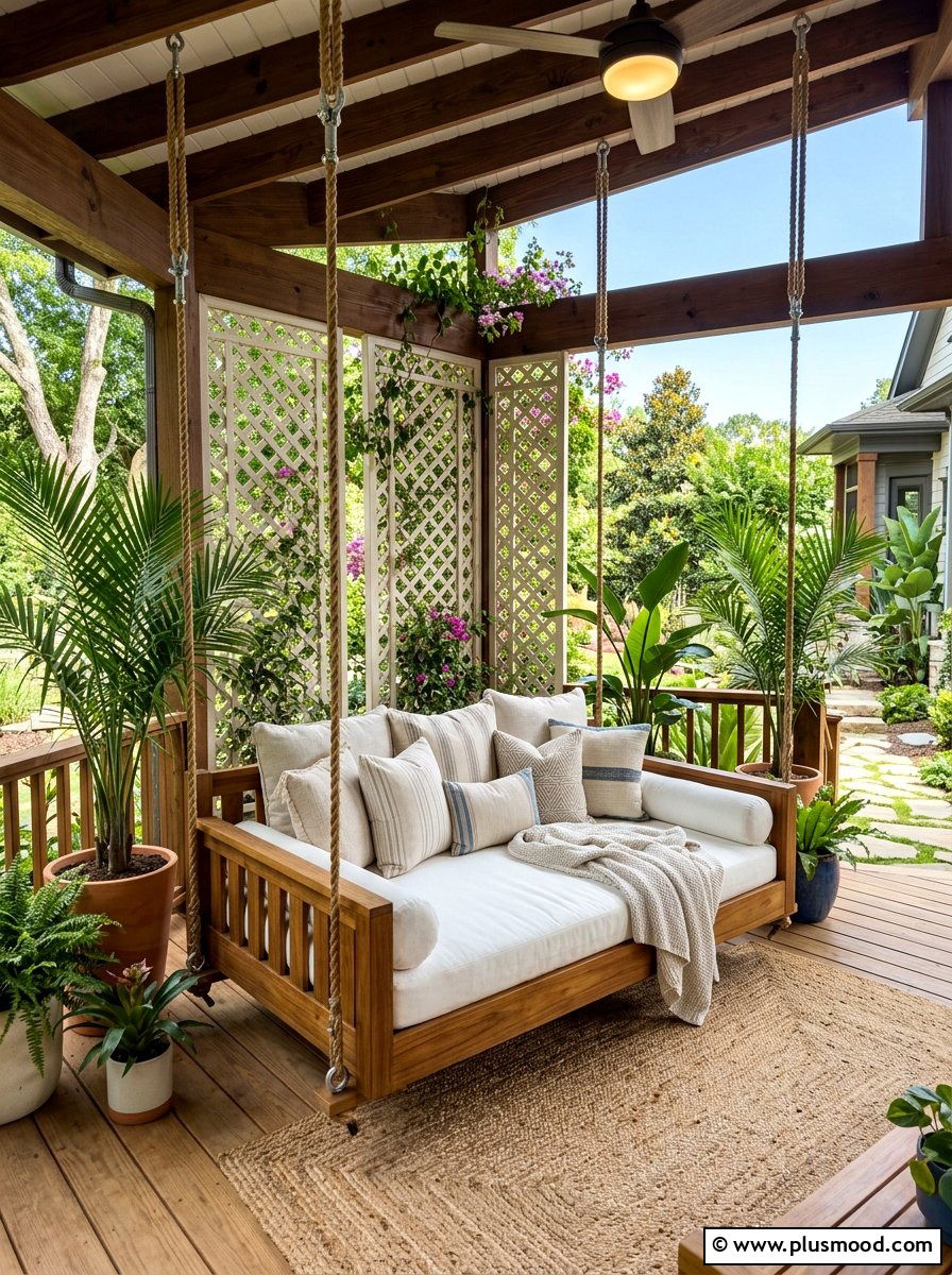 Hanging Porch Daybed Design - 25 summer cottage front porch ideas