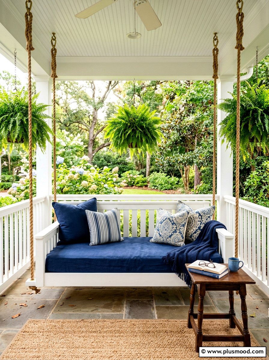 Hanging Porch Swing - 25 summer porch refresh for entertaining ideas