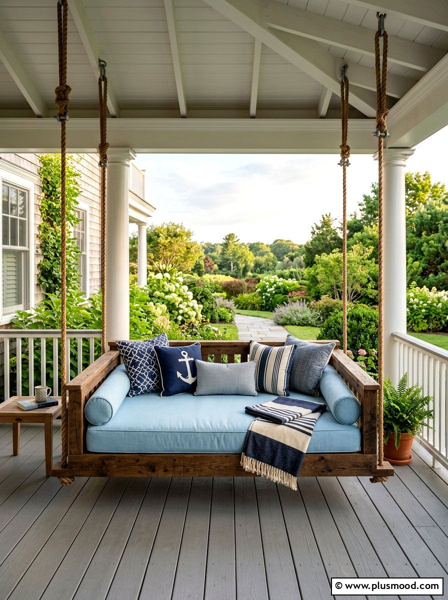 Hanging Porch Swing Bed - 25 summer front porch makeover ideas