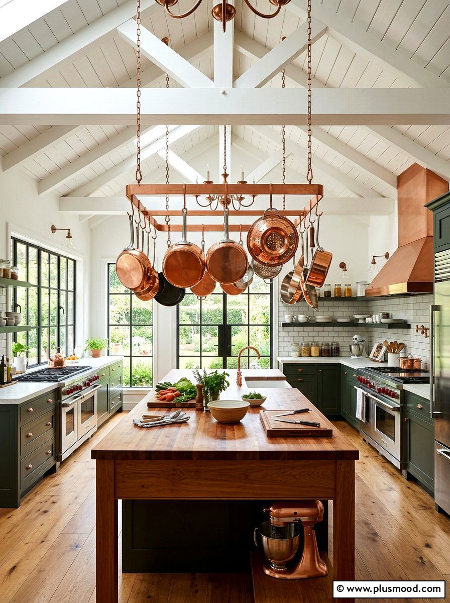 Hanging Pot Rack - 25 summer kitchen makeover ideas