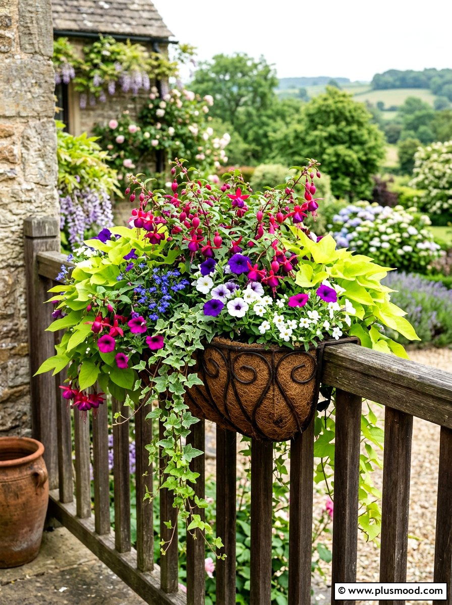 Hanging Railing Basket - 25 summer railing planter balcony ideas