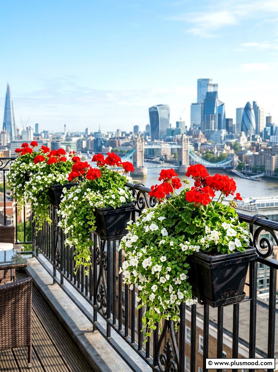 Hanging Railing Planters - 25 summer tiny balcony ideas