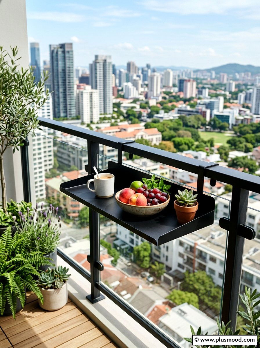 Hanging Railing Tray - 25 summer balcony breakfast nook ideas