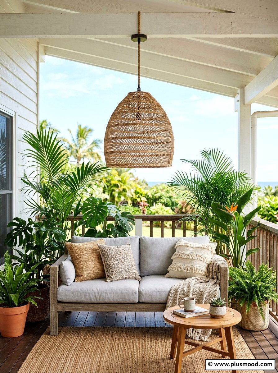 Hanging Rattan Porch Pendant Light - 25 summer porch lighting curb appeal ideas