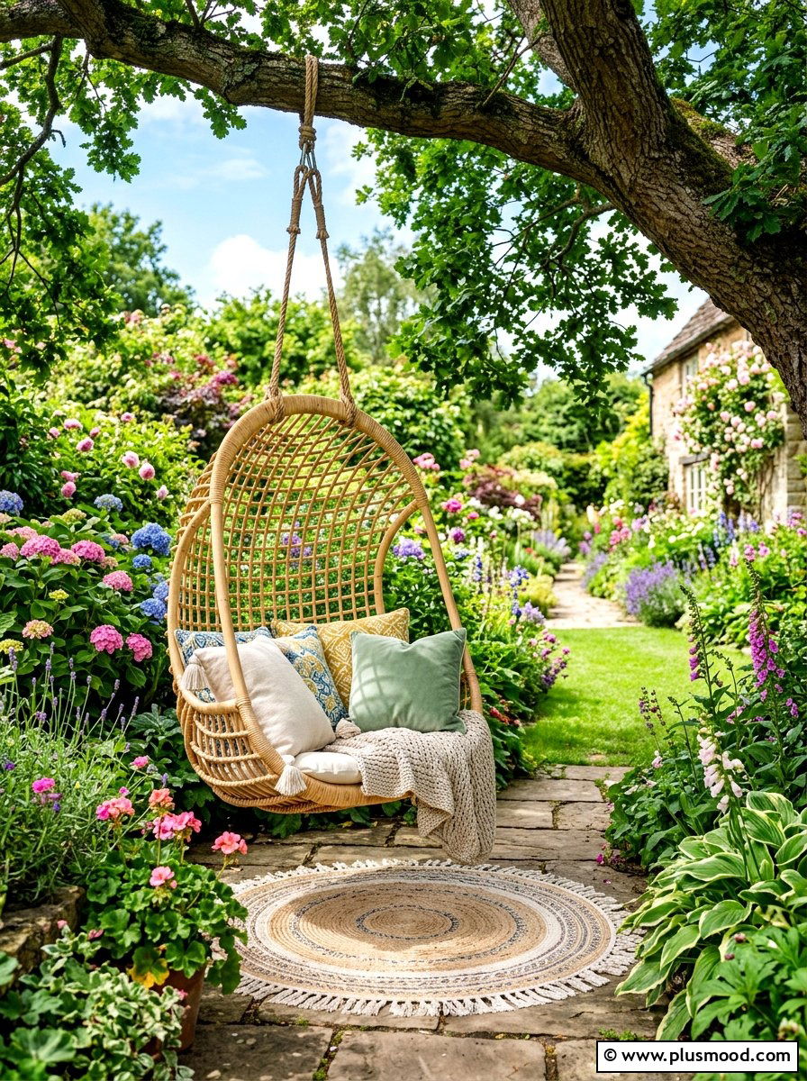 Hanging Rattan Swing Chair - 25 summer rattan decor ideas