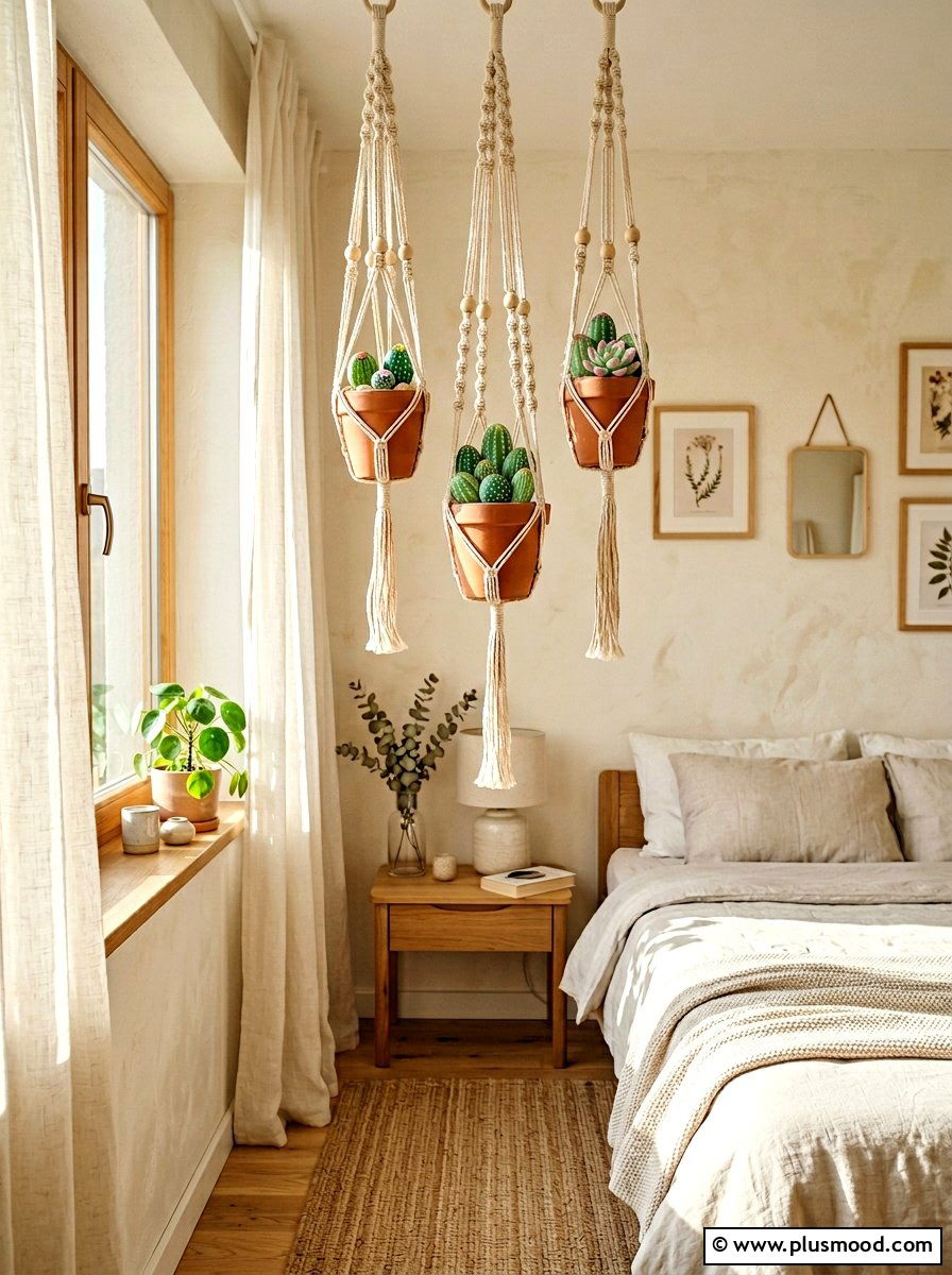 Hanging Rock Cactus Display - 25 painted rock ideas with cactus design