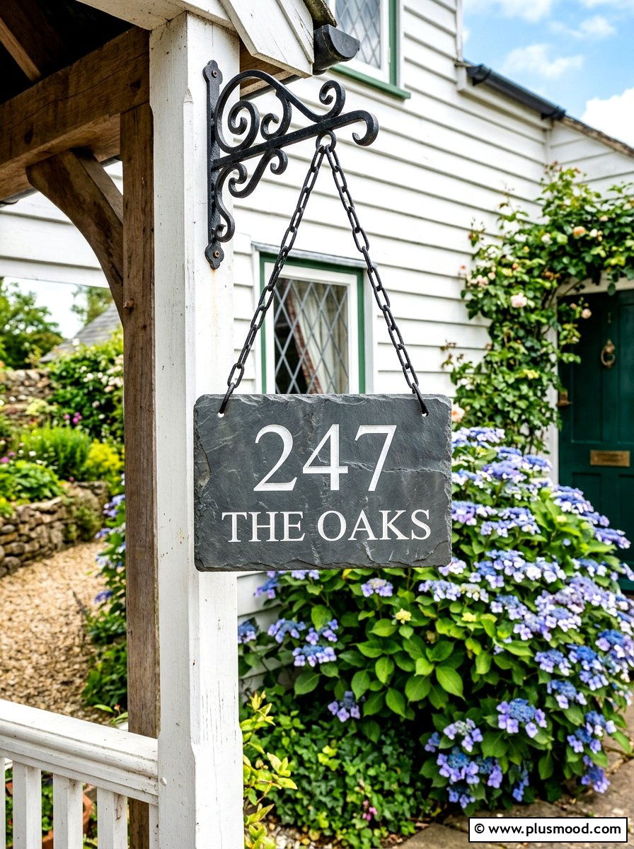 Hanging Slate House Number Sign - 25 summer house number display ideas