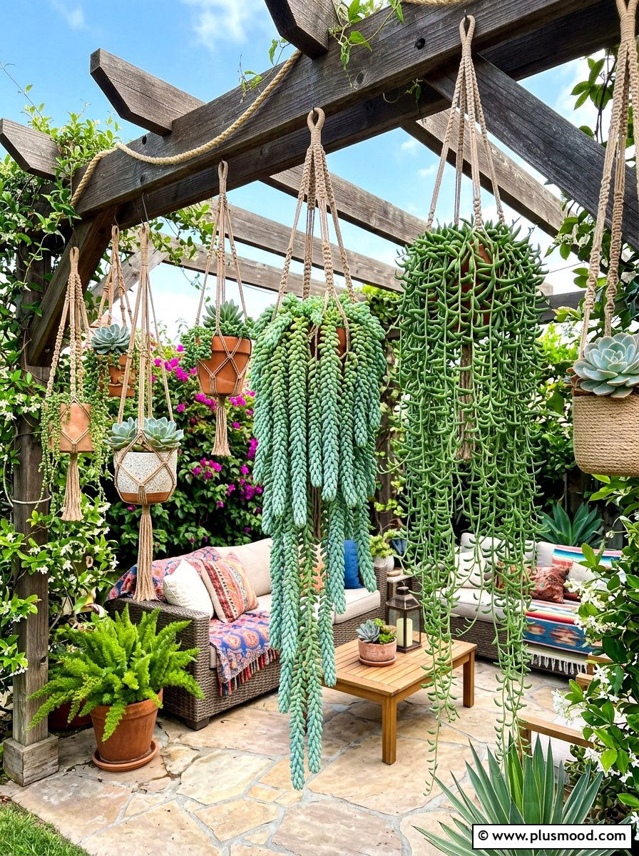 Hanging Succulent Basket - 25 summer succulent garden ideas
