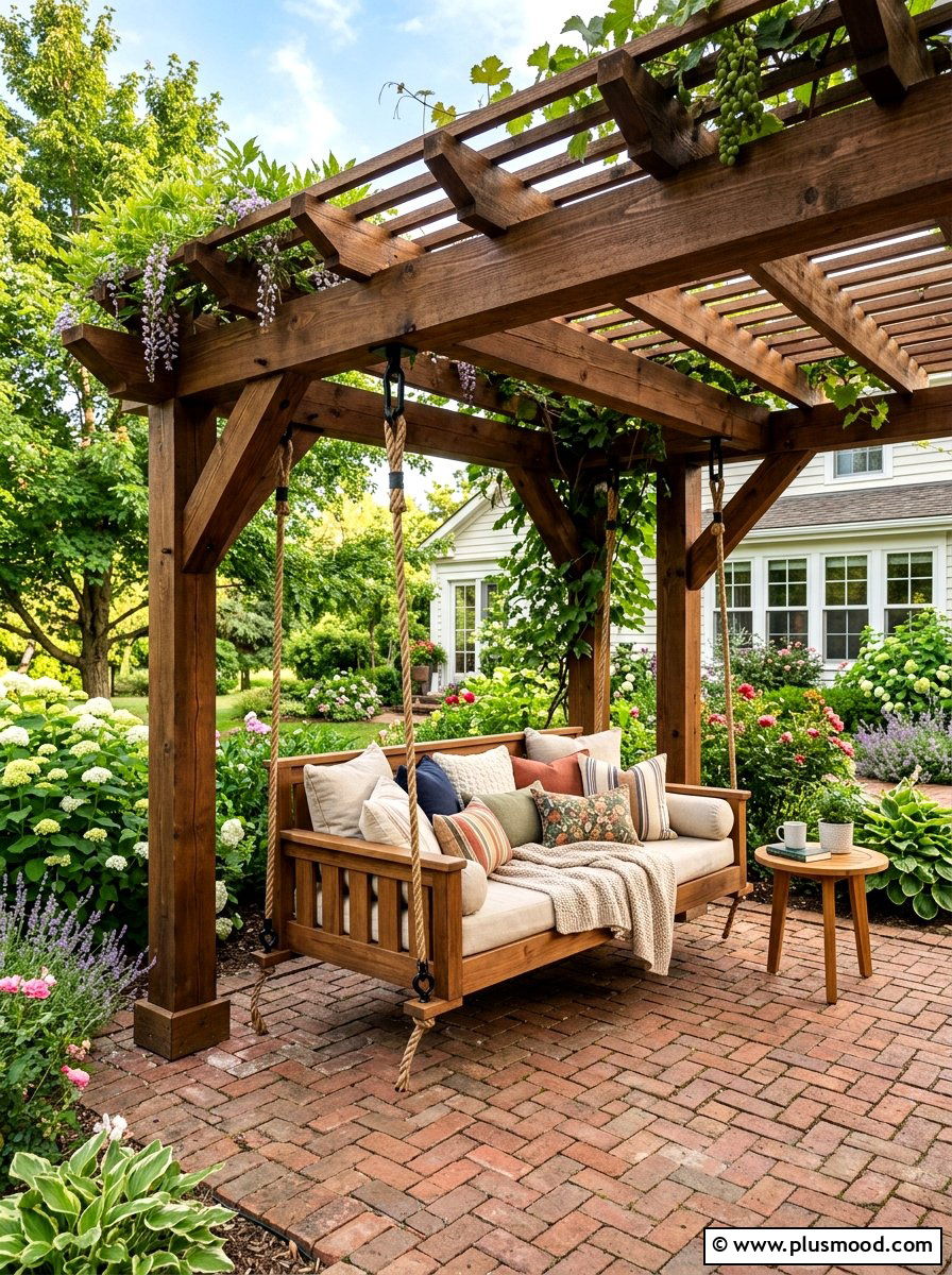 Hanging Swing Pergola - 25 summer backyard pergola ideas