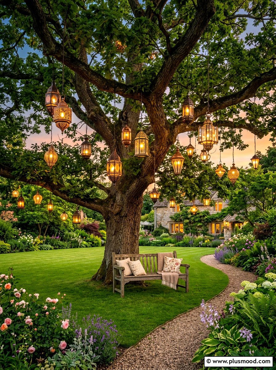 Hanging Tree Lanterns - 25 summer backyard lighting ideas