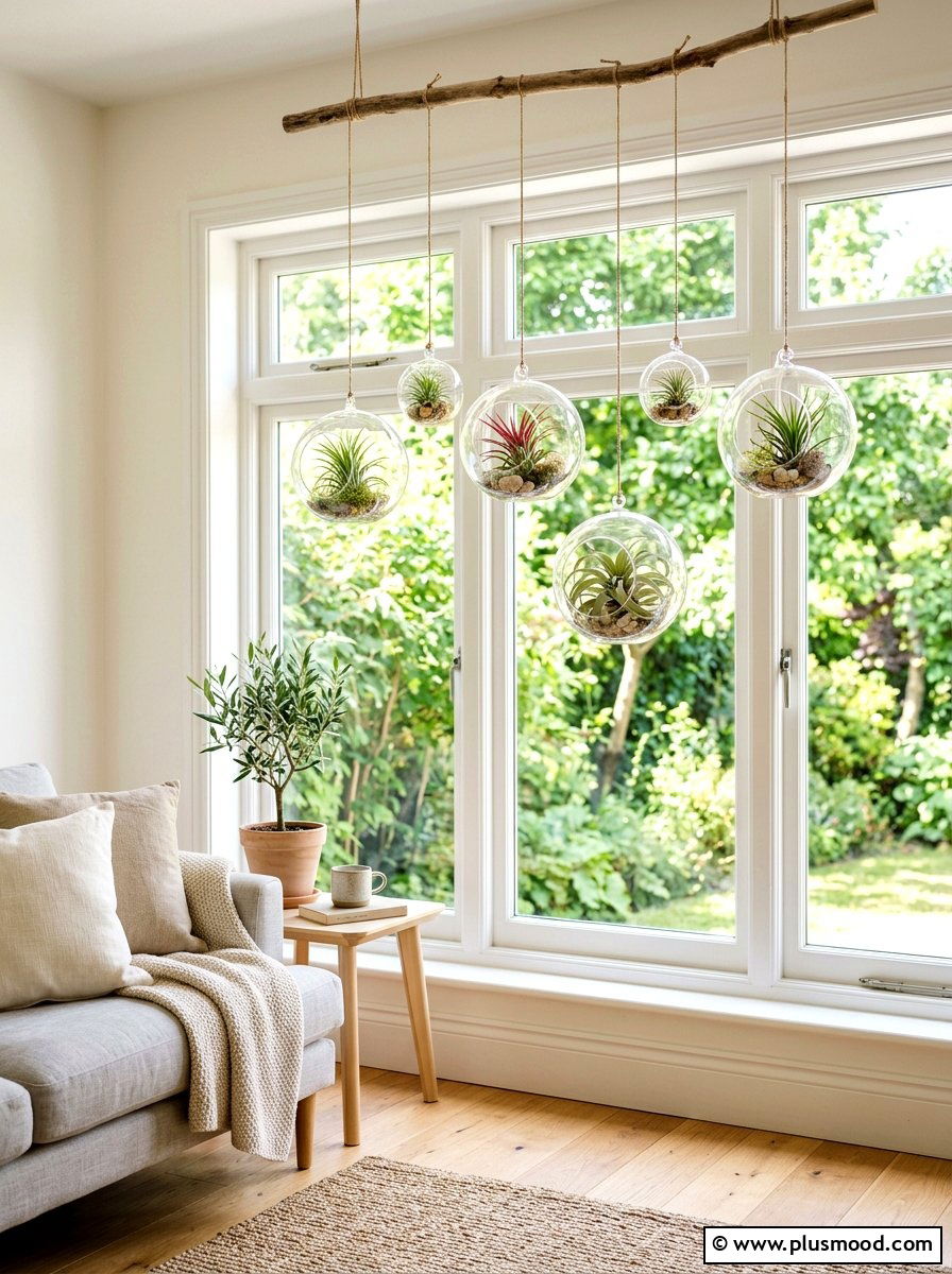Hanging air plants - 25 summer greenery decor ideas for living room