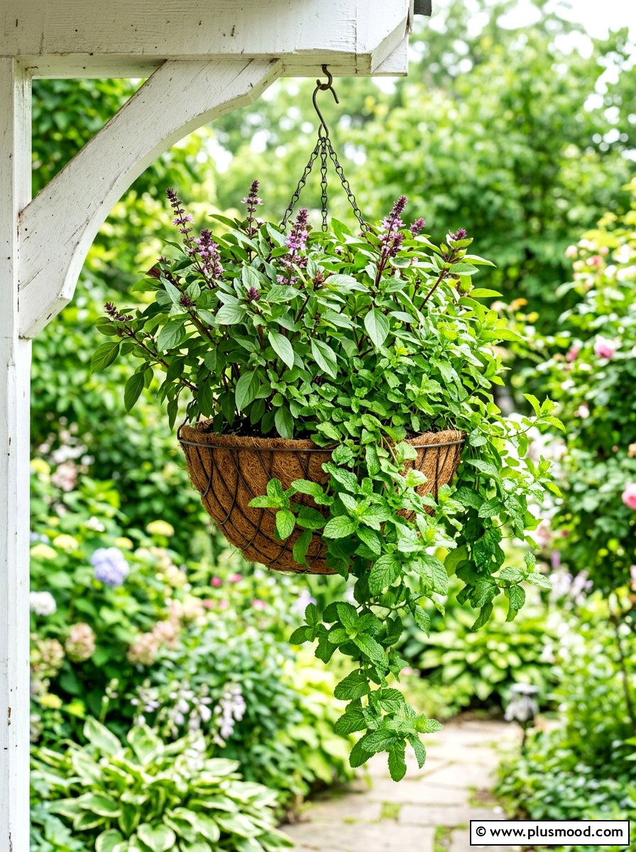 Hanging basket herb garden - 25 summer herb garden ideas