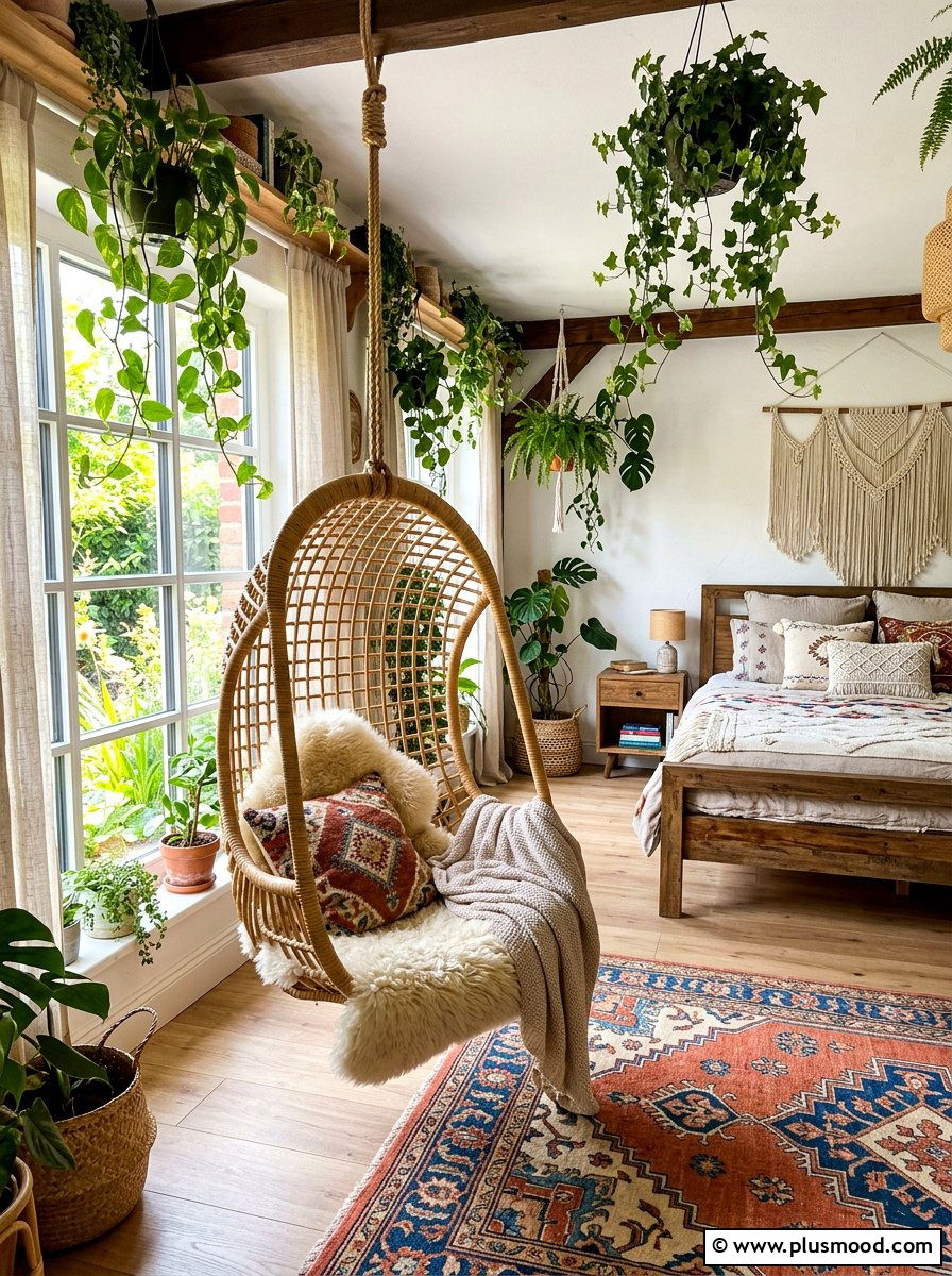 Hanging chair bedroom - 25 boho summer bedroom ideas
