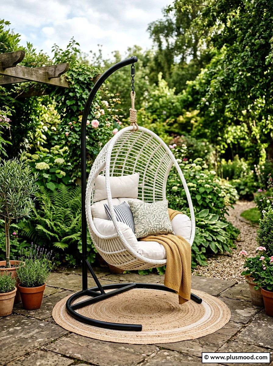 Hanging chair nook - 25 small backyard ideas for narrow lots