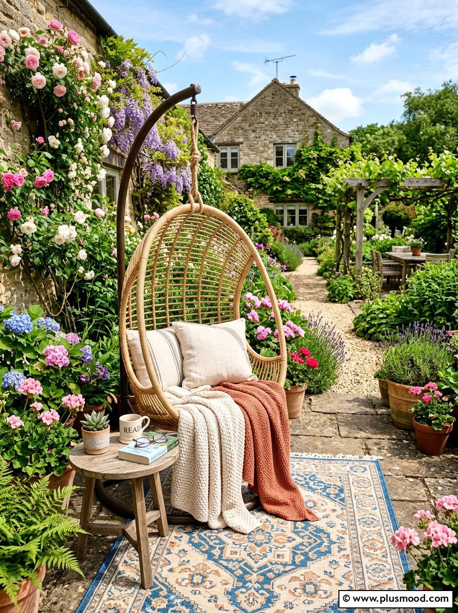 Hanging chair nook - 25 summer patio lounge ideas