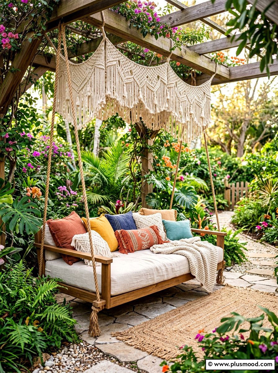 Hanging daybed - 25 summer poolside shade ideas