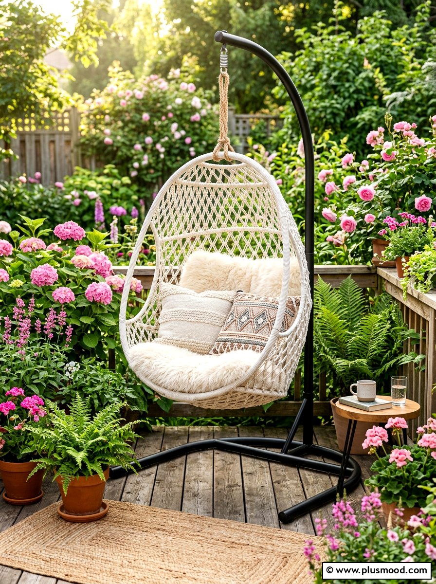 Hanging egg chair - 25 summer backyard seating ideas