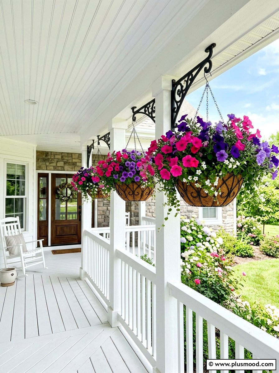 Hanging flower baskets - 25 summer cheap curb appeal ideas for summer