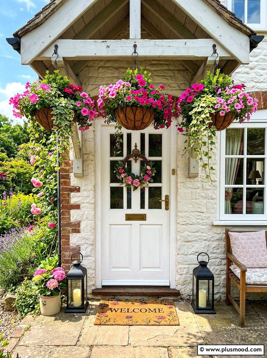 Hanging flower baskets - 25 simple summer front porch ideas
