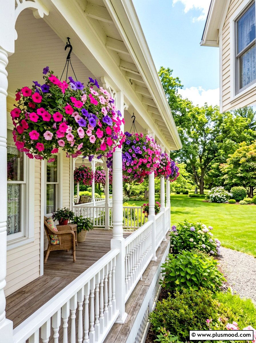 Hanging flower baskets - 25 best summer front porch decor ideas