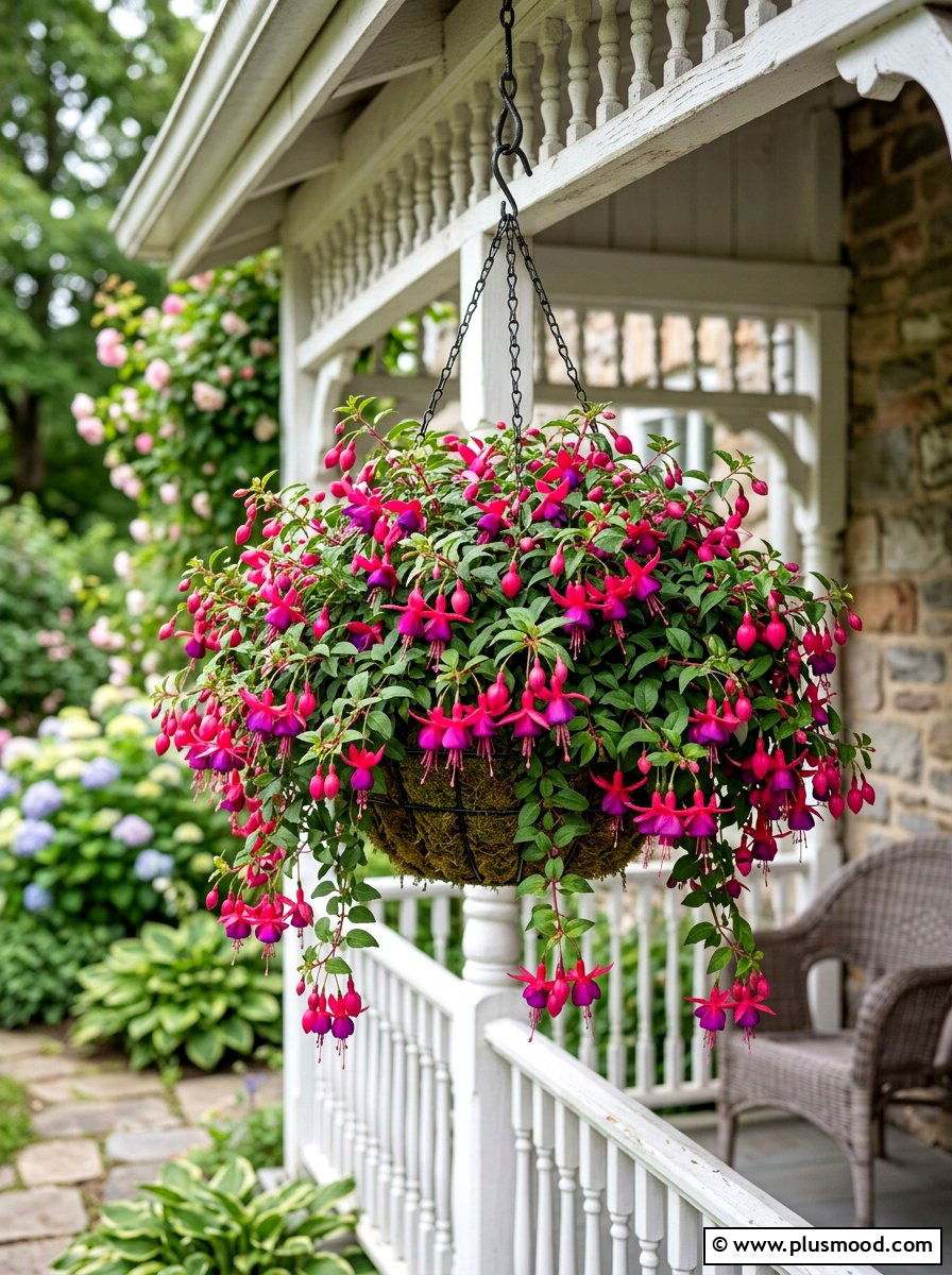 Hanging fuchsia basket - 25 summer garden pot arrangement ideas