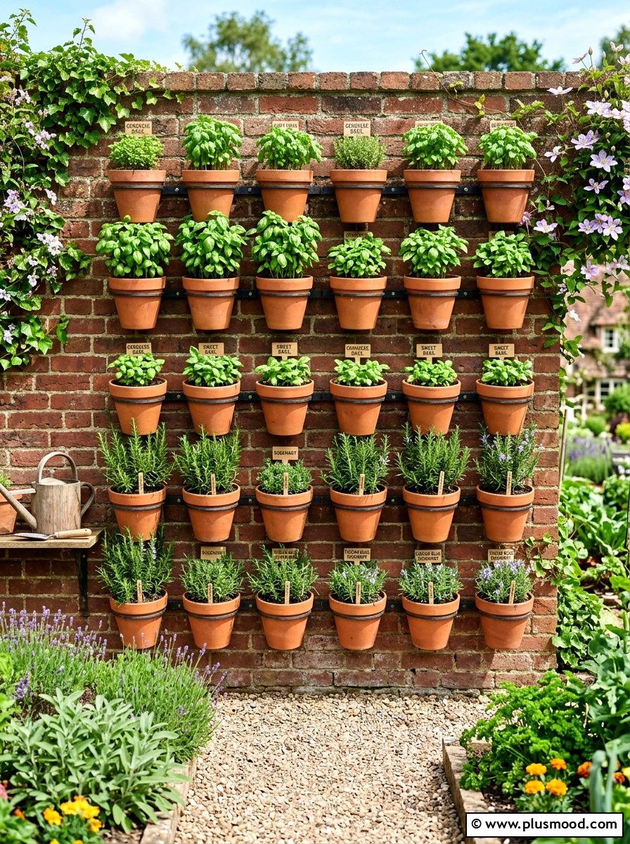 Hanging herb garden wall - 25 small backyard ideas with hanging plants