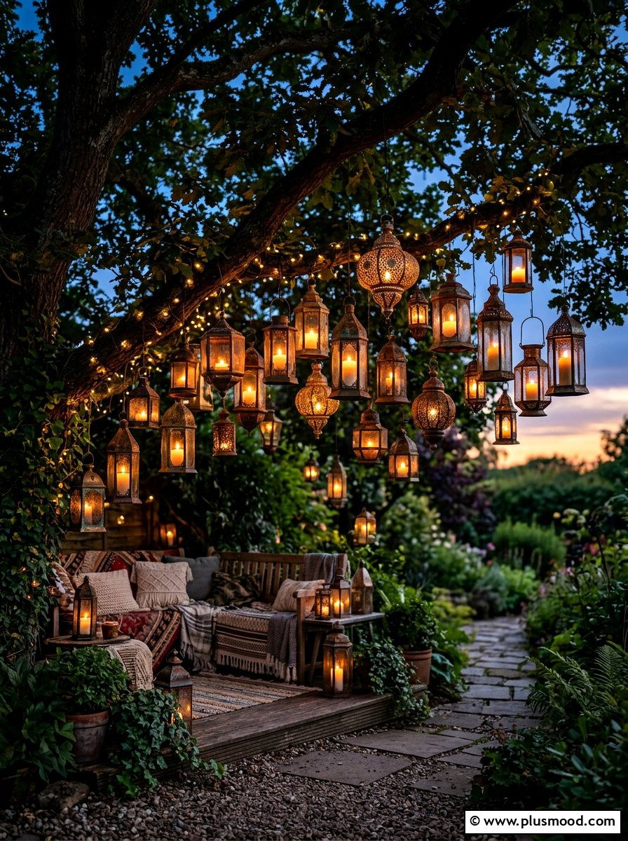 Hanging lantern decor - 25 summer landscape lighting ideas