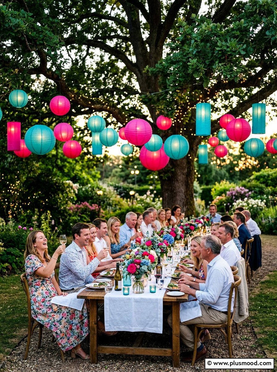 Hanging paper lanterns for garden party - 25 summer lantern decor ideas for parties