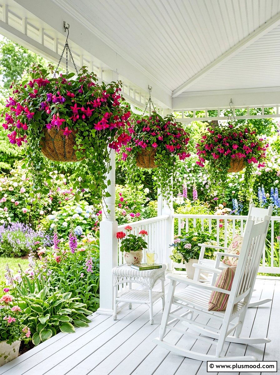 Hanging plant baskets - 25 summer porch ideas