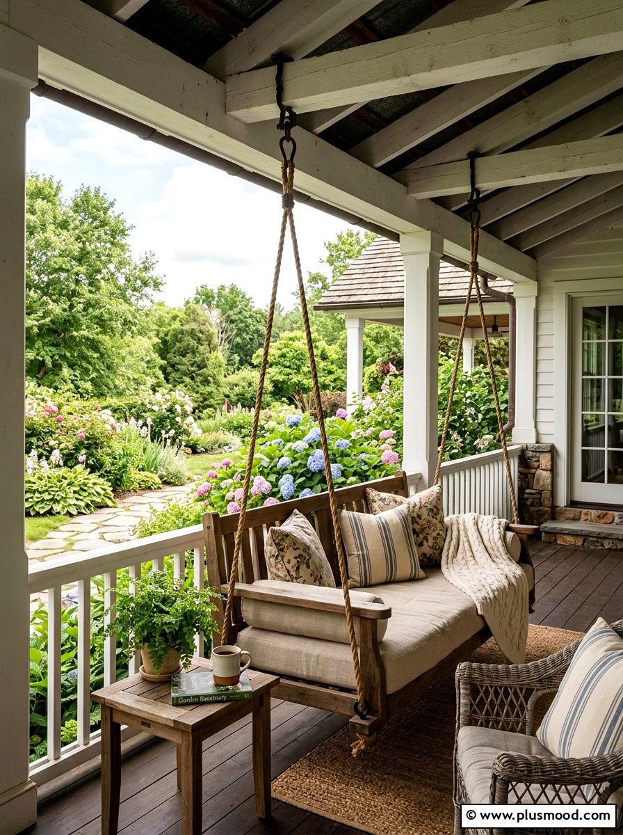 Hanging porch swing - 25 late summer patio ideas