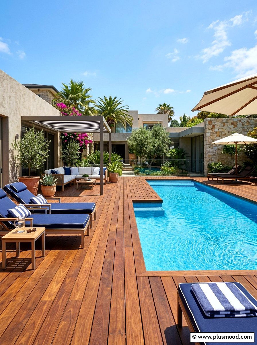 Hardwood Pool Deck - 25 pool landscaping ideas for courtyard pools