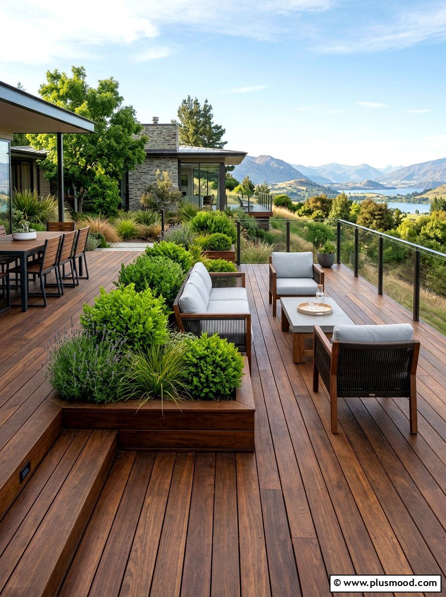 Hardwood deck platform - 25 small backyard ideas for tropical theme