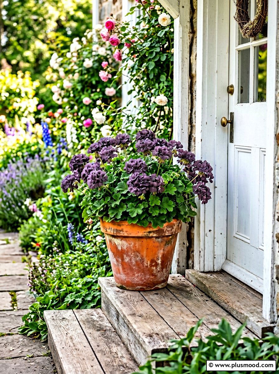 Hardy Geranium Terracotta Pot - 25 summer low maintenance planter ideas
