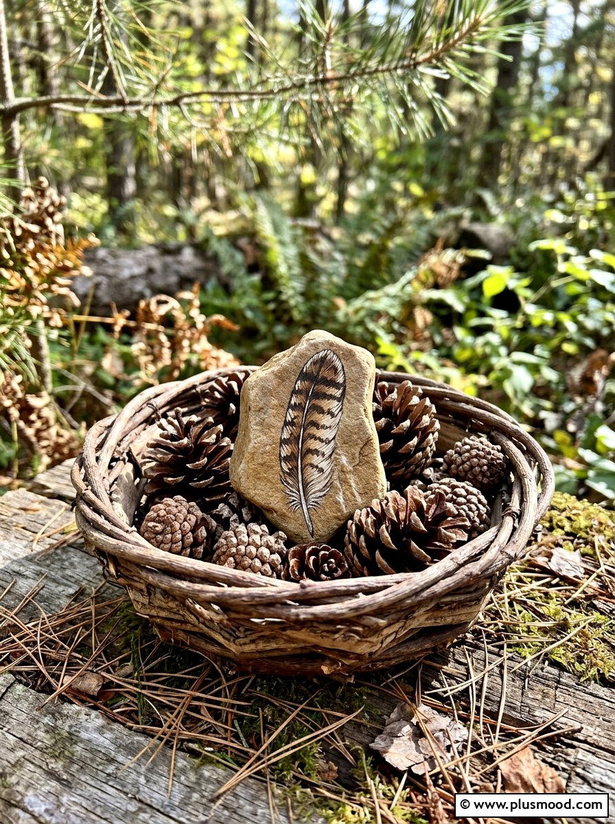 Hawk Feather - 25 painted rock ideas with feather design