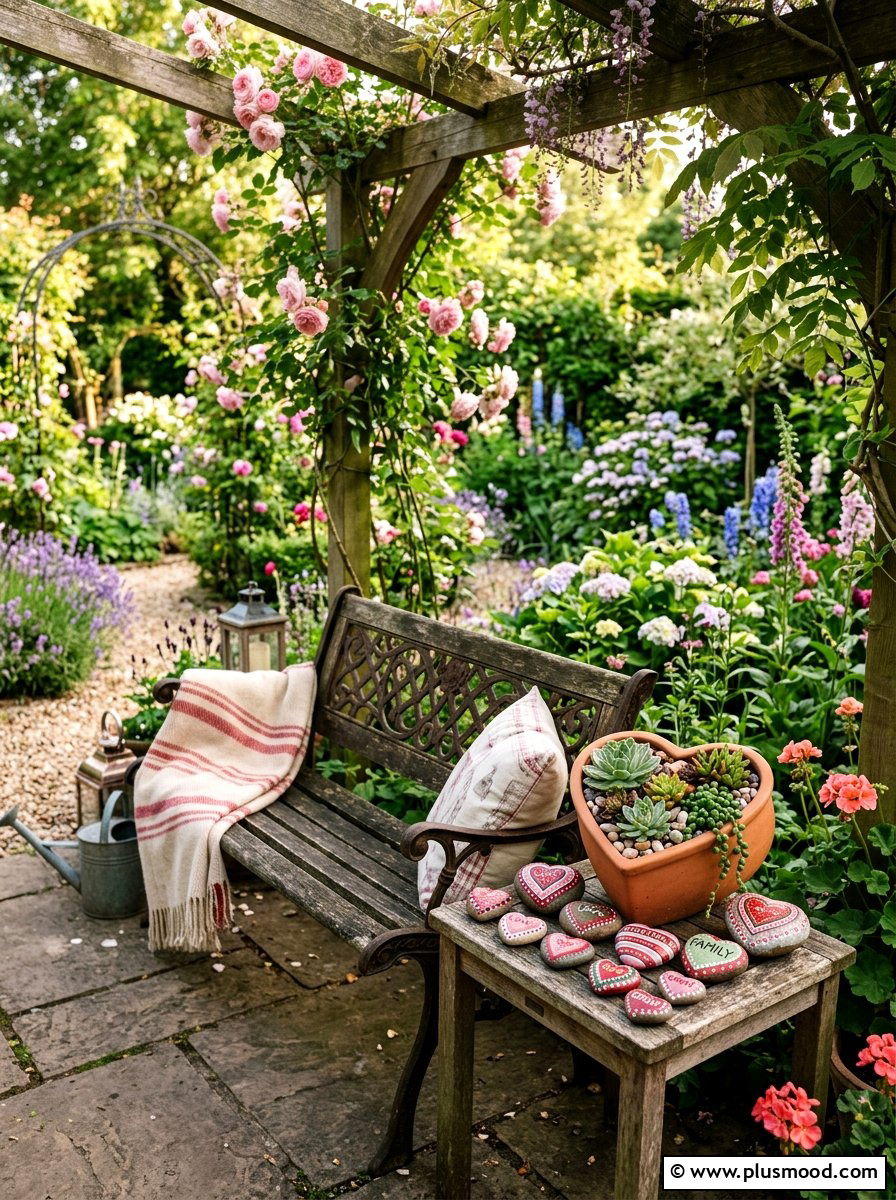 Heart Painted Rocks - 25 painted rock ideas for succulent garden