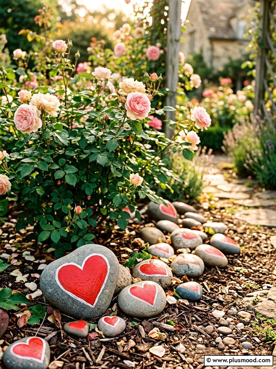 Heart Rock - 25 painted rock ideas for fairy garden