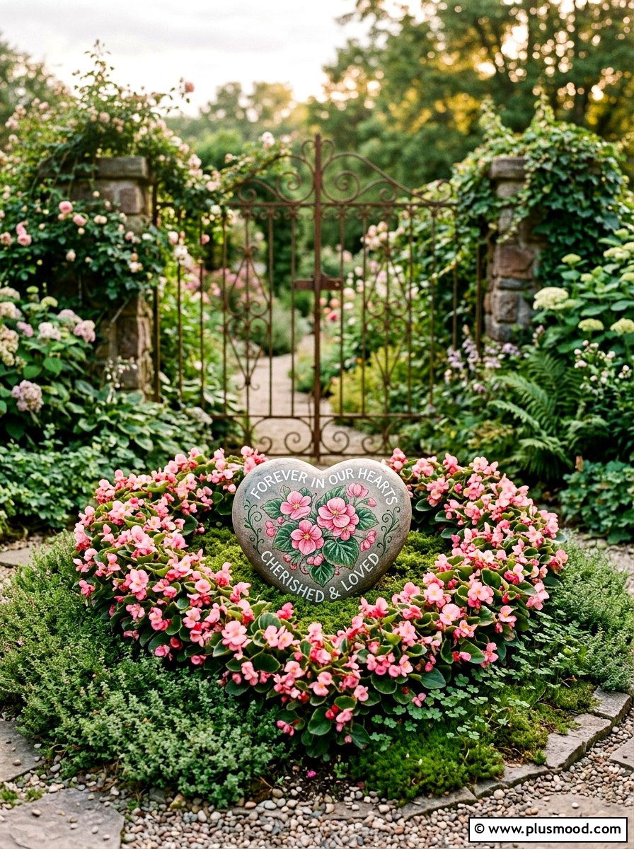 Heart Shape Painted Rock - 25 painted rock ideas for memorial garden