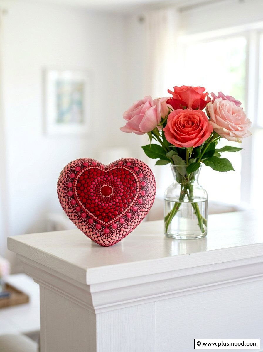 Heart Shaped Dot Rock - 25 painted rock ideas with dot painting