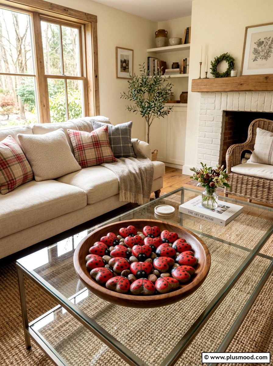 Heart Shaped Ladybug Rock - 25 painted rock ideas with ladybugs