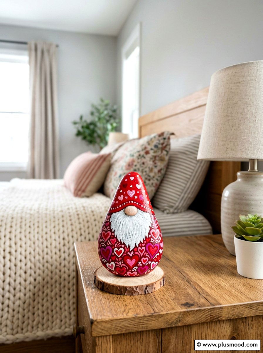 Heart gnome - 25 painted rock ideas with gnomes