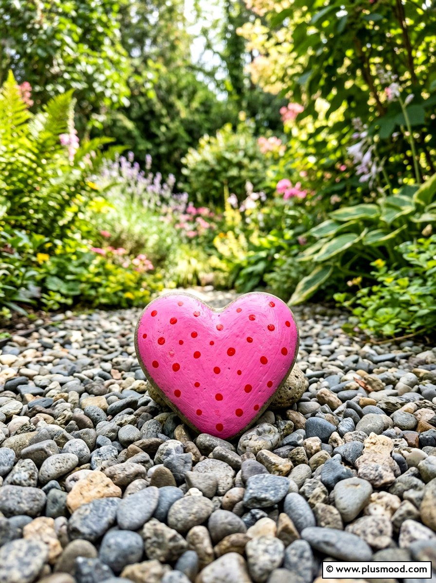 Heart painted rock - 25 painted rock ideas for beginners