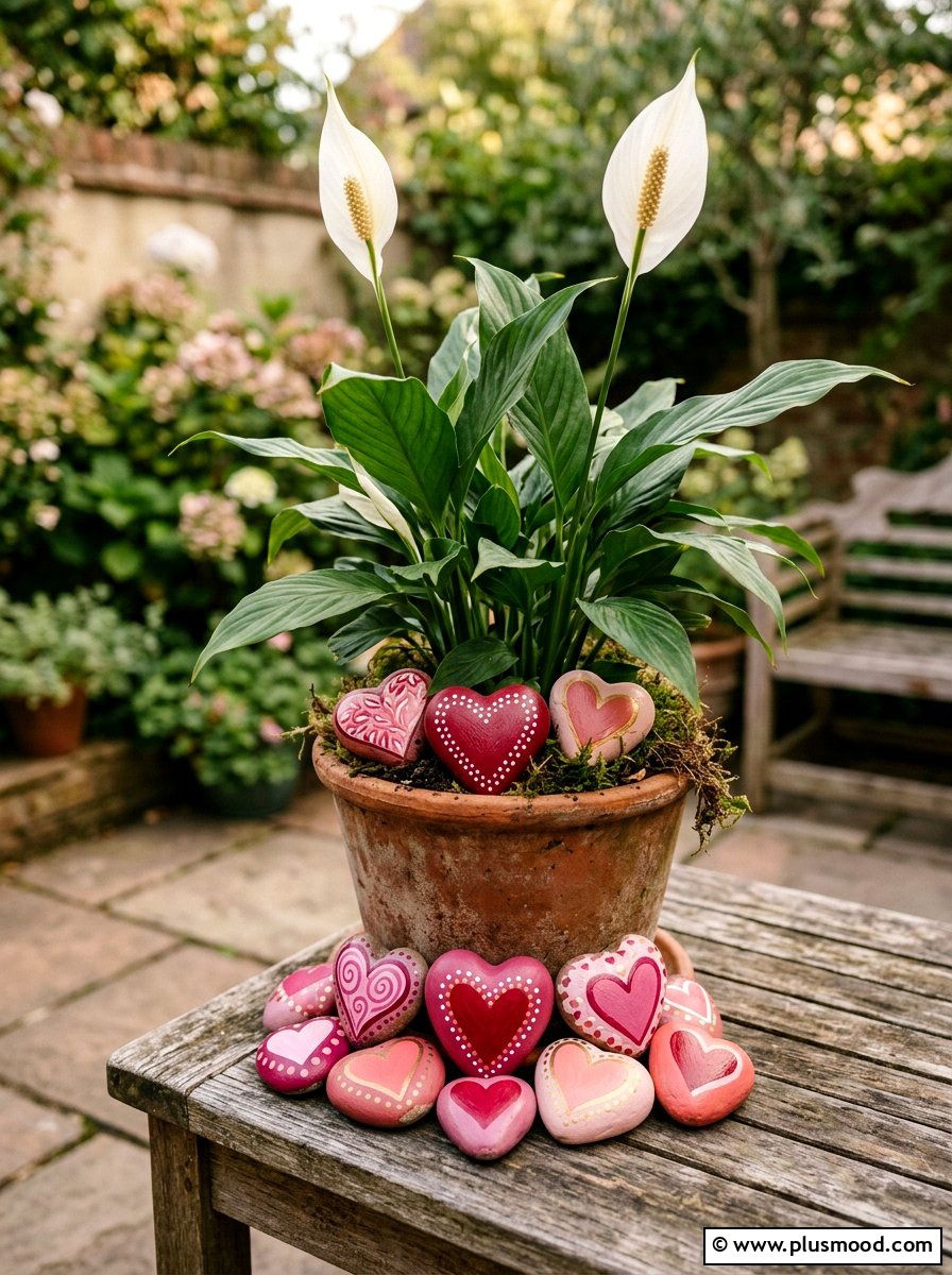 Heart painted stones