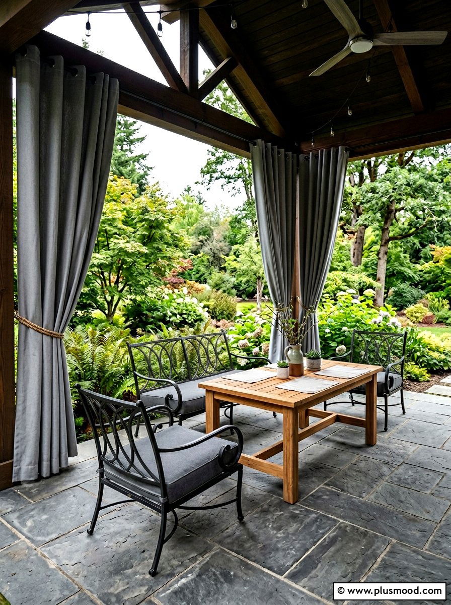 Heavy Duty Waterproof Porch Curtains - 25 summer patio ideas with outdoor curtains