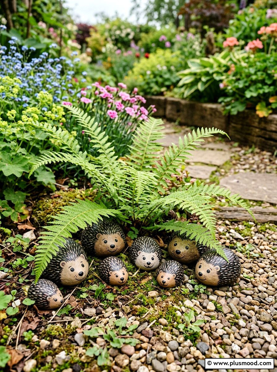 Hedgehog Garden Rocks - 25 painted rock ideas for garden